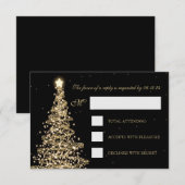 Elegante Kerstbruiloft RSVP Gold Black Kaartje (Voorkant / Achterkant)