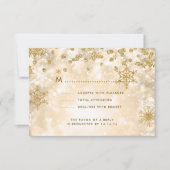 Elegante Kerstbruiloft RSVP Sparkle Gold (Voorkant)