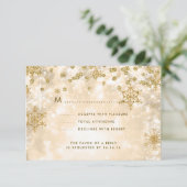 Elegante Kerstbruiloft RSVP Sparkle Gold (Staand voorkant)