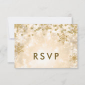 Elegante Kerstbruiloft RSVP Sparkle Gold (Achterkant)