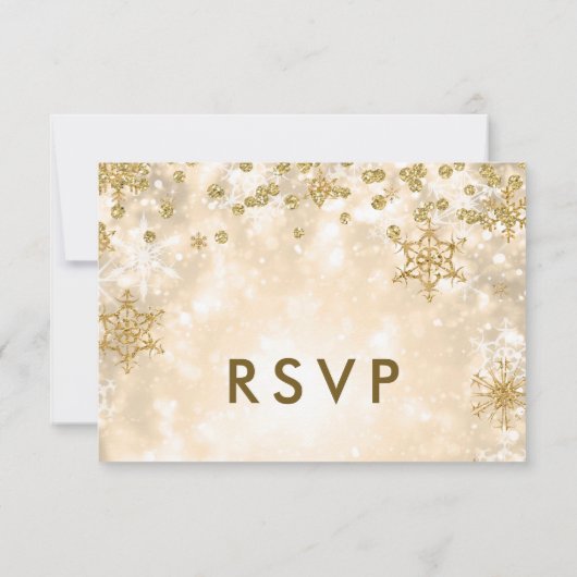 Elegante Kerstbruiloft RSVP Sparkle Gold (Achterkant)