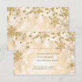 Elegante Kerstbruiloft RSVP Sparkle Gold (Voorkant / Achterkant)
