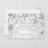 Elegante Kerstbruiloft RSVP Sparkle Silver (Voorkant)
