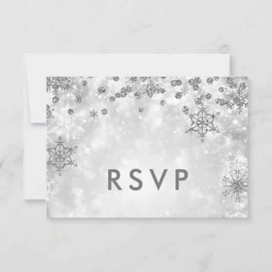 Elegante Kerstbruiloft RSVP Sparkle Silver (Achterkant)