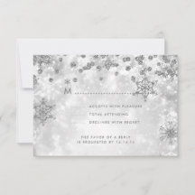 Elegante Kerstbruiloft RSVP Sparkle Silver