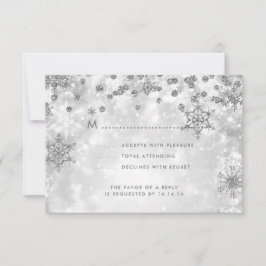 Elegante Kerstbruiloft RSVP Sparkle Silver Kaartje