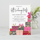 Elegante Kerstcadeau Uitwisseling Feest Kaart (Staand voorkant)
