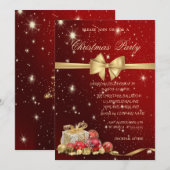 Elegante kerstcadeaus, boog, rood, kerstfeest kaart (Voorkant / Achterkant)