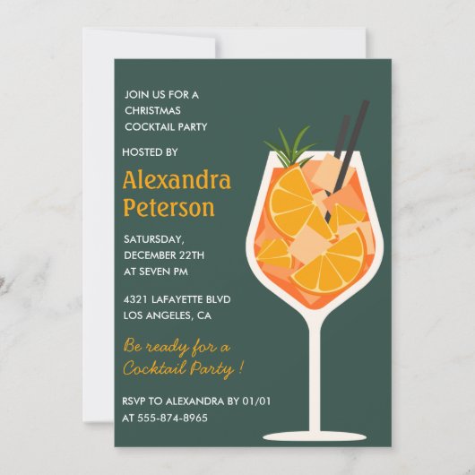 Elegante Kerstcocktail Party Cocktail Modern Kaart (Voorkant)