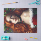 Elegante kerstdame met rood haar tissuepapier (Craft)