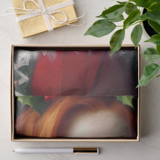 Elegante kerstdame met rood haar tissuepapier (Geschenk)