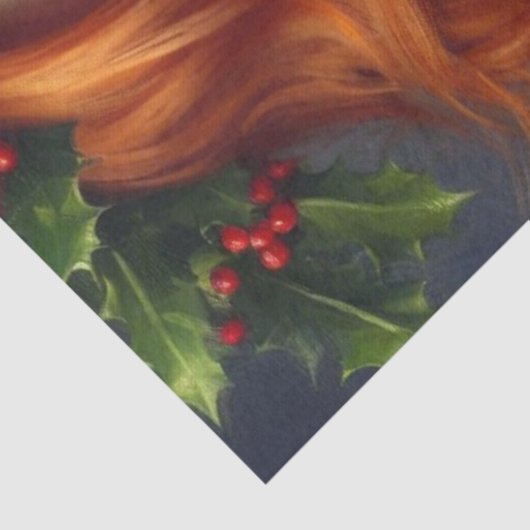 Elegante kerstdame met rood haar tissuepapier (Detail)