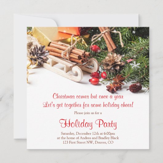 Elegante Kerstdecoraties Vakantie Party Kaart (Voorkant)