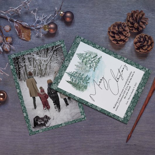 Elegante Kerstdennen Foto Kerstkaart