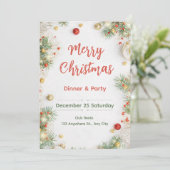 Elegante kerstdinercade uitnodiging (Staand voorkant)