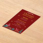 Elegante kerstdinermenu | Klassiek rood en goud Acryl Uitnodigingen (Laagn)