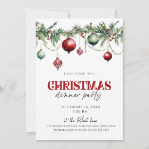 Elegante kerstdinermenu Uitnodiging voor feestelij