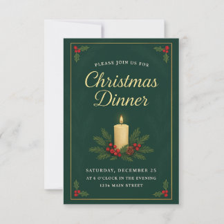 Elegante kerstdinersuitnodiging kaart