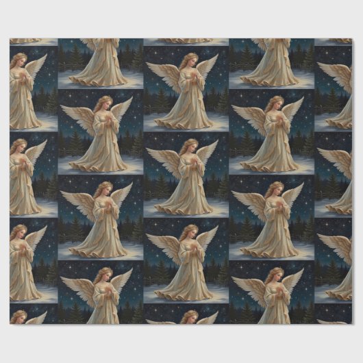 Elegante Kerstengel Cadeaupapier (Vlak)