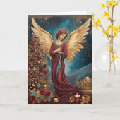 Elegante Kerstengel Gepersonaliseerd Kaart (Gele Bloem)