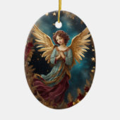 Elegante kerstengel keramisch ornament (Voorkant)