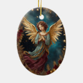 Elegante kerstengel keramisch ornament (Achterkant)