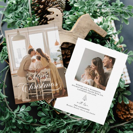 Elegante kerstfamilie foto vakantie Kaart