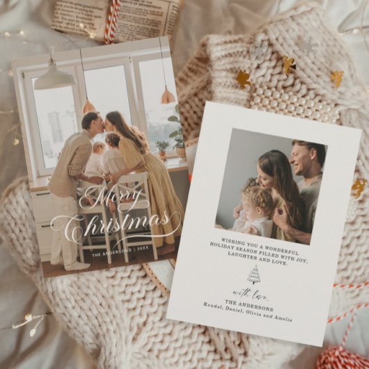 Elegante kerstfamilie foto vakantie Kaart