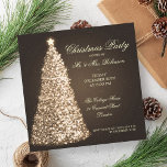 Elegante kerstfeest goudboom kaart<br><div class="desc">Elegant Kerstfeest / Huwelijksreceptie Party / Dinner Party / Holiday Party / Corporate Christmas Party Invitation sjabloon met sprankelend / sprankelend kerstboomgoud op bruin. Maak indruk op je vrienden met dit verfijnde en formele uitnodigingsontwerp. Volledig aanpasbaar!</div>