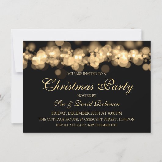 Elegante Kerstfeest Gouden Bokeh Lights Kaart (Voorkant)