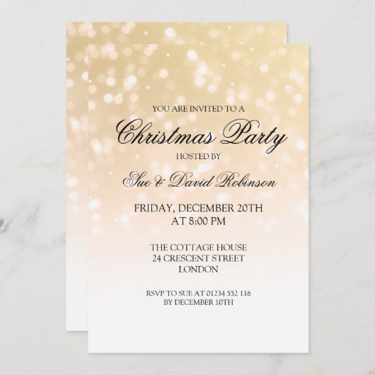 Elegante Kerstfeest Gouden Bokeh Sparkle Lights Kaart (Voorkant / Achterkant)