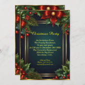 Elegante kerstfeest kerstballen rood Vakantie Kaart (Voorkant / Achterkant)