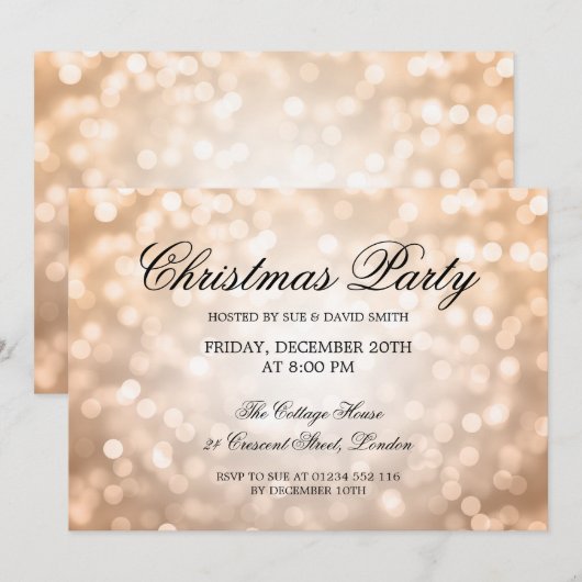 Elegante kerstfeest koperen glitter lichten kaart (Voorkant / Achterkant)