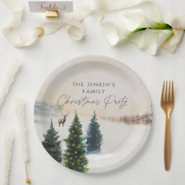 Elegante kerstfeest papieren borden bordje