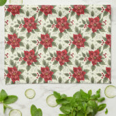 Elegante kerstfeest Poinsettia keukenhanddoek (Gevouwen)