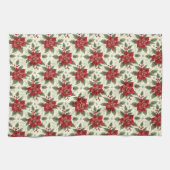 Elegante kerstfeest Poinsettia keukenhanddoek (Horizontaal)