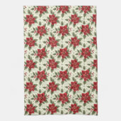 Elegante kerstfeest Poinsettia keukenhanddoek (Verticaal)