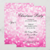 Elegante kerstfeest roze glitter lichten kaart (Voorkant / Achterkant)