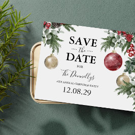 Elegante Kerstfeest Save the Date-ansichtkaart Aankondigingskaart