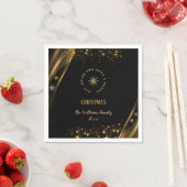Elegante Kerstfeest Snowflakes Zwart Goud Servet (Insitu)