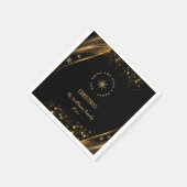 Elegante Kerstfeest Snowflakes Zwart Goud Servet (Hoek)