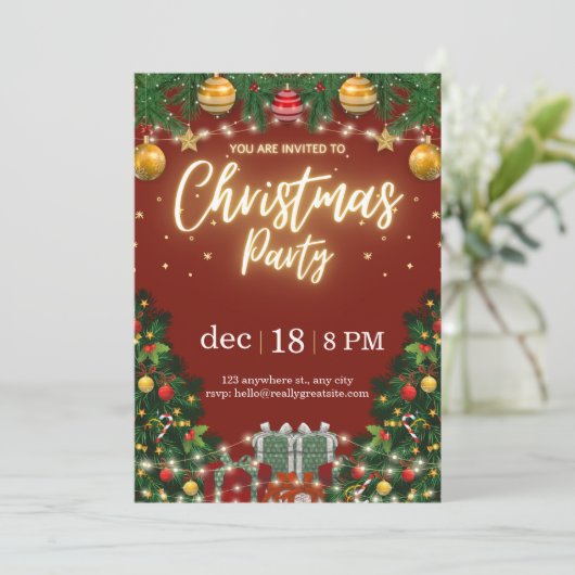 Elegante Kerstfeest Uitnodiging (Staand voorkant)