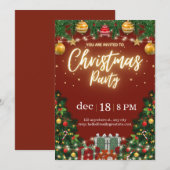 Elegante Kerstfeest Uitnodiging (Voorkant / Achterkant)