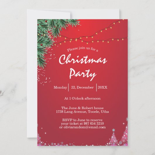 elegante kerstfeest uitnodiging (Voorkant)