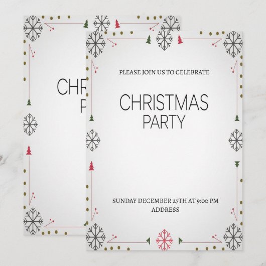 Elegante Kerstfeest Uitnodiging (Voorkant / Achterkant)