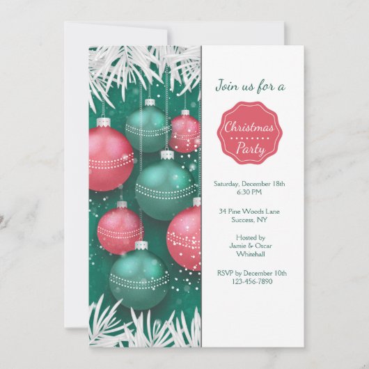 Elegante kerstfeest uitnodiging (Voorkant)