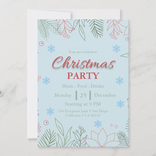 Elegante Kerstfeest Uitnodiging (Voorkant)