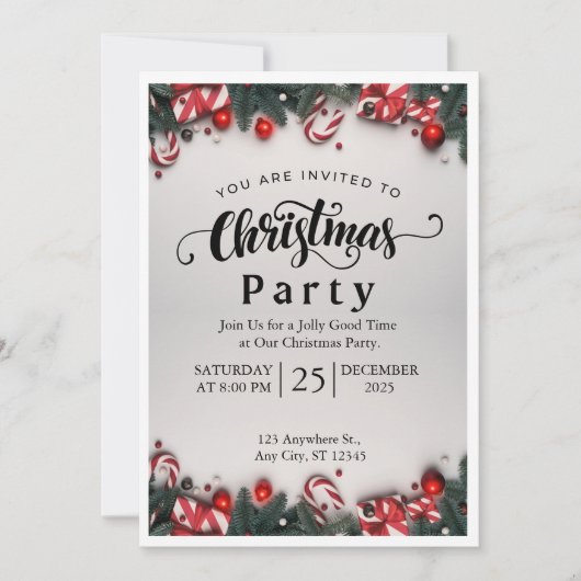 Elegante kerstfeest uitnodiging | (Voorkant)