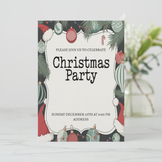 Elegante Kerstfeest Uitnodiging (Staand voorkant)