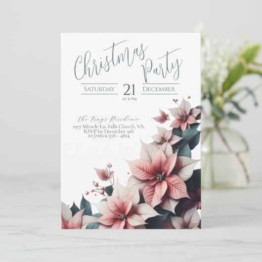 Elegante kerstfeest uitnodiging Kaart (Staand voorkant)